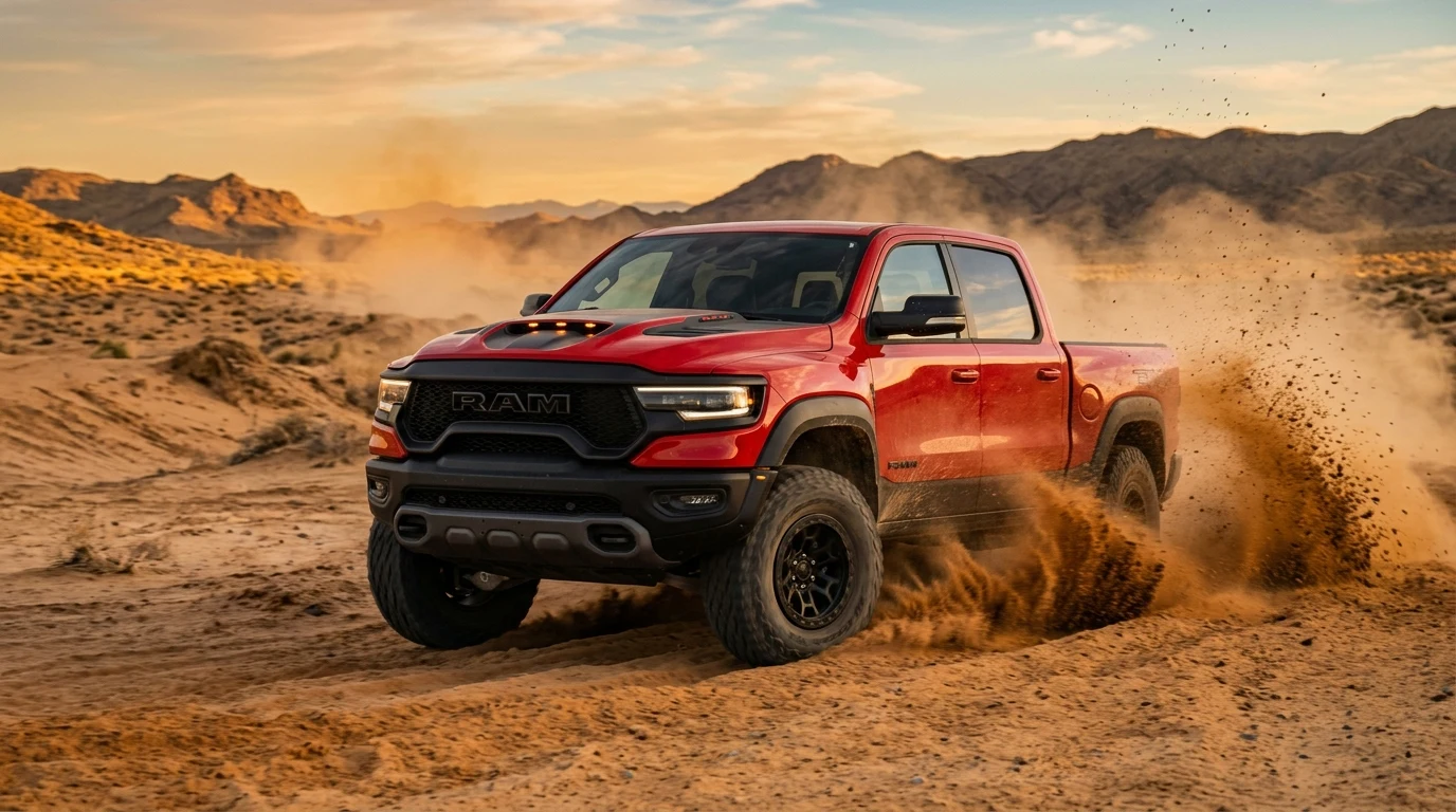 2025 Ram 1500 RHO off-road high-performance truck in desert terrain